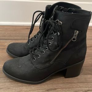 Black zip up and lace up boots